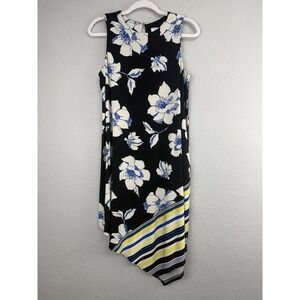 London Times Womens Black Casual Dress Size 12 Petite Floral Sleeveless Boho
